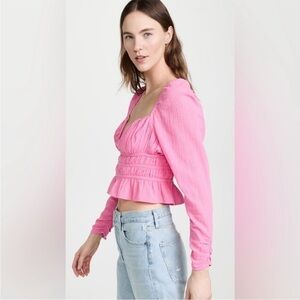 Free People Pink Long Sleeve Crop Top